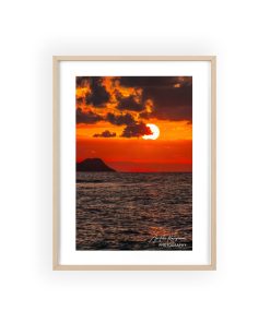 Sunset Ocean Photo Poster with Wooden Frame — Framed Coastal Wall Art
