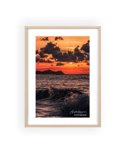 Sunset Rhodes Photo Poster with Wooden Frame — Framed Coastal Wall Art
