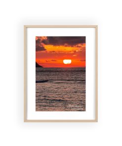 Aegean Blaze – Framed Rhodes Sunset Photo Poster | Premium Coastal Wall Art with Wooden Frame